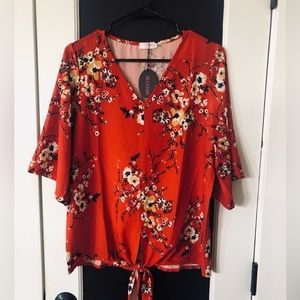 Red oriental style polyester